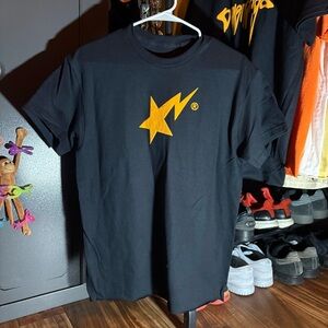 Bape Black Tee with Orange Star Graphic